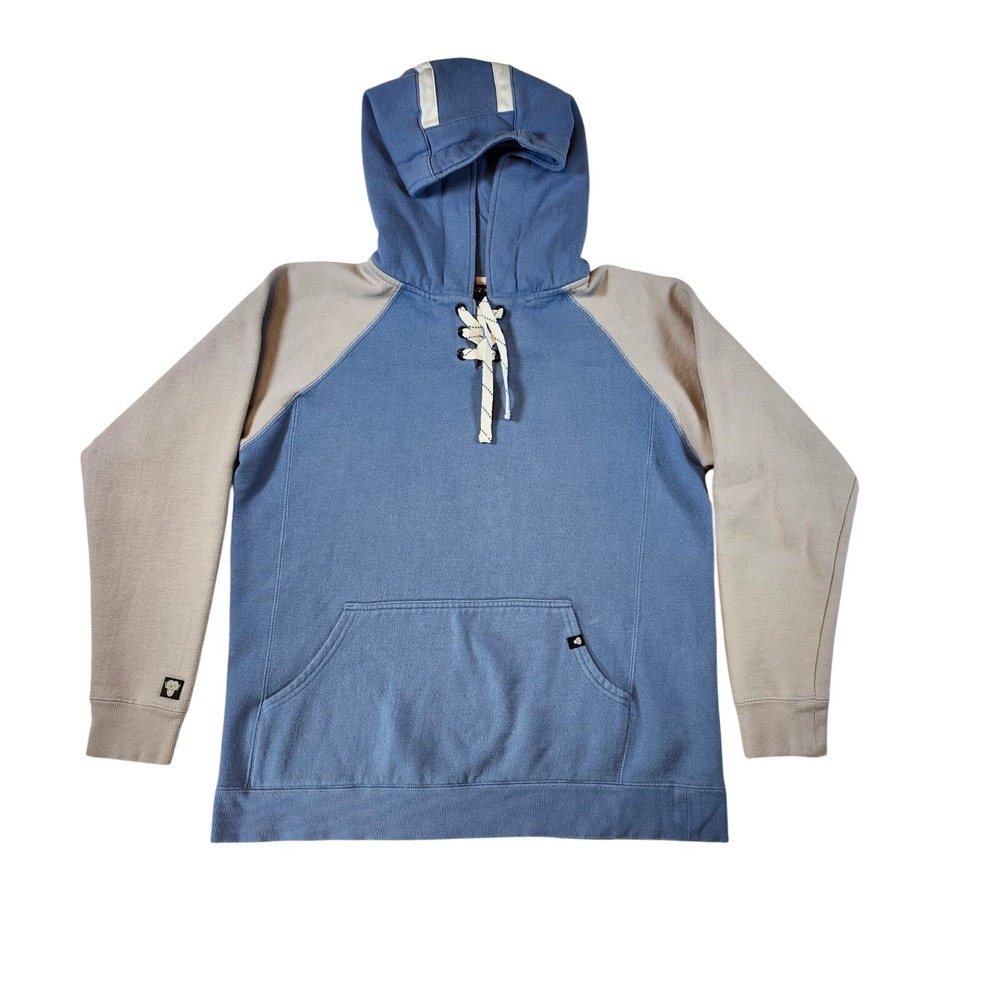 Monkey Sport Hoodie Women Small Blue Grey Excellent Lace Up Raglan Pullover